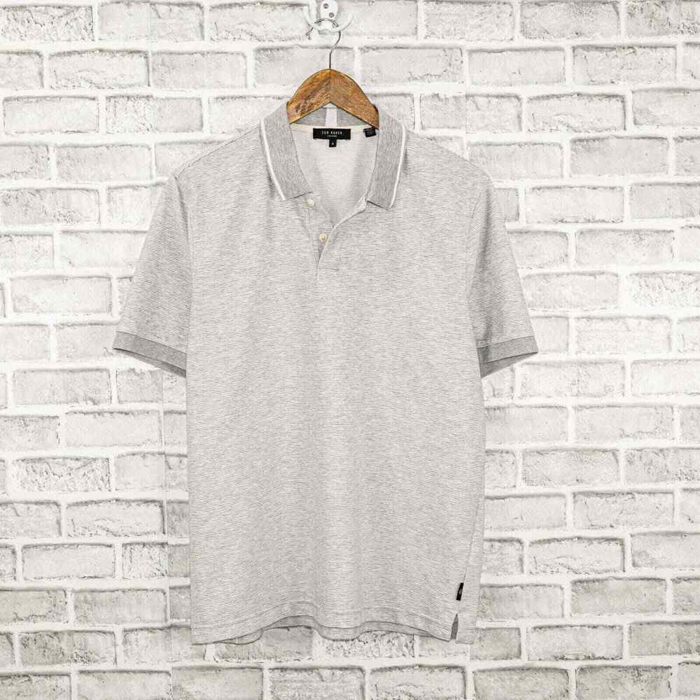 Ted Baker Ellerby Stripe Polo Shirt Short Sleeve gray Size 4